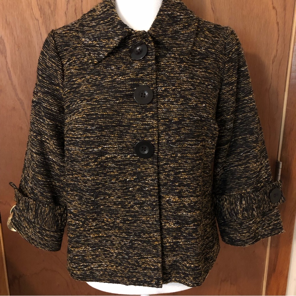 Christopher & Banks Black & Gold Threaded Blazer